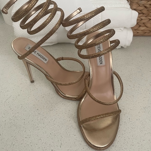Gold Steve Madden Open-toe Heels - Picture 3 of 4